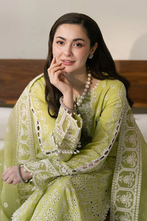 MARYAM & MARIA-3PC LAWN EMBROIDERED SHIRT WITH ORGANZA EMBROIDERED DUPATTA & TROUSER-ADR-3775