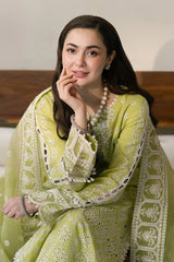 MARYAM & MARIA-3PC LAWN EMBROIDERED SHIRT WITH ORGANZA EMBROIDERED DUPATTA & TROUSER-ADR-3704