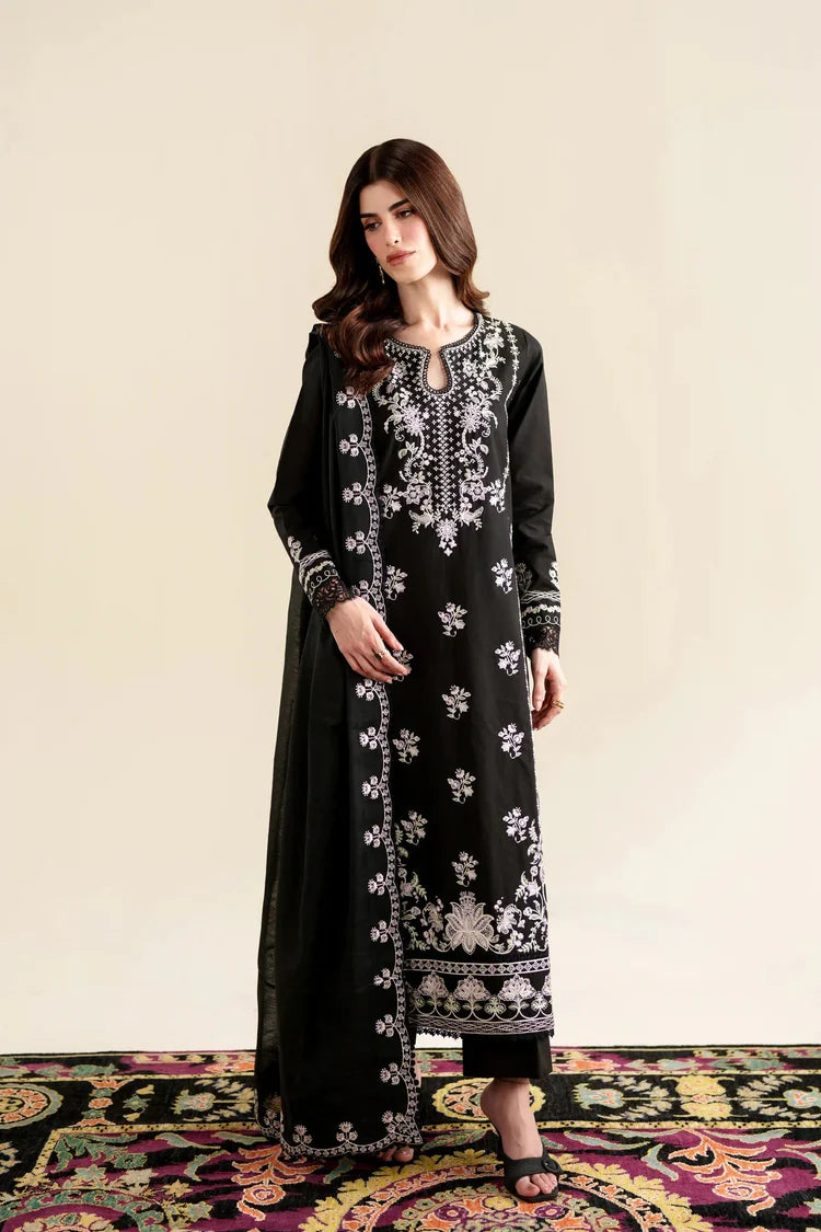 ZAIB-3PC LAWN EMBROIDERED SHIRT WITH KHADDI NET EMB DUPATTA AND TROUSER-ADR-4923