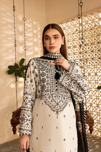 BATIK-3PC DHANAK EMBROIDERED SHIRT WITH CHIFFON EMBROIDERED DUPATTA AND EMB TROUSER-ADR-4104