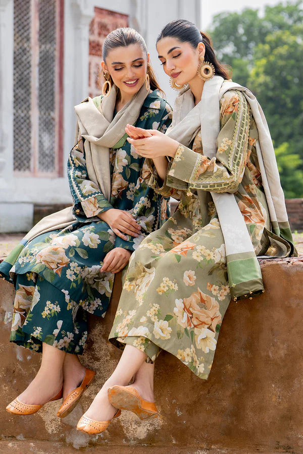 BAROUQE-3PC KARANDI PRINTED SHIRT WITH KARANDI PRINTED DUPATTA AND TROUSER-ADR-2579