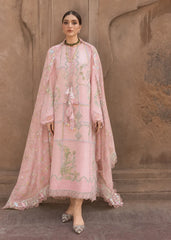 CRIMSON-3PC DHANAK EMBROIDERED SHIRT WITH WOOL PRINTED EMB SHAWL AND TROUSER-ADR-5190