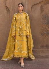 CRIMSON-3PC DHANAK EMBROIDERED SHIRT WITH WOOL PRINTED EMB SHAWL AND TROUSER-ADR-5189