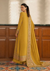 AFROZEH-3PC DHANAK EMBROIDERED SHIRT WITH DHANAK EMB SHAWL AND TROUSER-ADR-5209