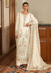 AFROZEH-3PC DHANAK EMBROIDERED SHIRT WITH DHANAK EMB SHAWL AND TROUSER-ADR-5208