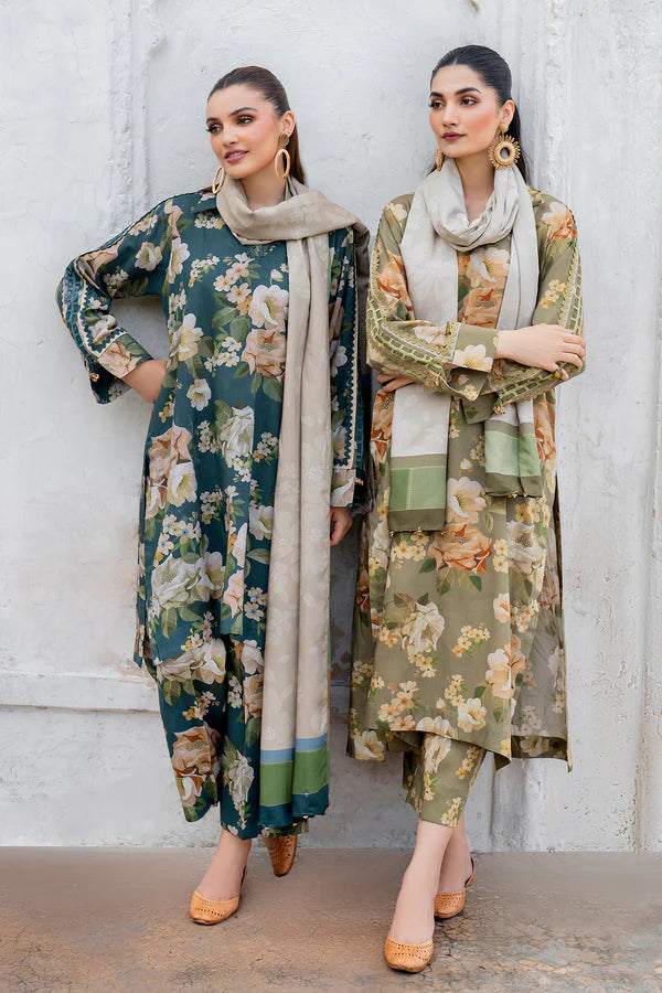 BAROUQE-3PC KARANDI PRINTED SHIRT WITH KARANDI PRINTED DUPATTA AND TROUSER-ADR-2579