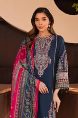 BATIK-3PC DHANAK SEQUENCE EMBROIDERED SHIRT WITH COUTRAI PRINTED SHAWL & DHANAK EMB TOUSER-ADR-4179
