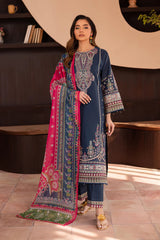 BATIK-3PC DHANAK SEQUENCE EMBROIDERED SHIRT WITH COUTRAI PRINTED SHAWL & DHANAK EMB TOUSER-ADR-4179