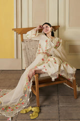MARYAM HUSSAIN-3PC LAWN HEAVY EMBROIDERED SHIRT WITH ORGANZA EMB DUPATTA AND TROUSER-ADR-4903