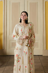 MARYAM HUSSAIN-3PC LAWN HEAVY EMBROIDERED SHIRT WITH ORGANZA EMB DUPATTA AND TROUSER-ADR-4903