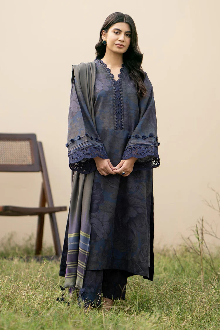 BAROQUE-3PC KHADDAR PRINTED SHIRT WITH KHADDAR PRINT DUPATTA AND PRINT TROUSER-ADR-2631