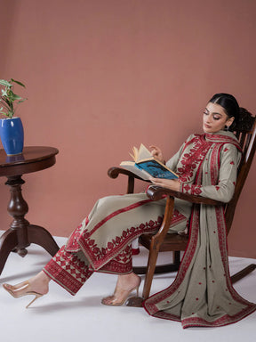 Asim Jofa-Lawn 3pc Embroidered Shirt With Lawn Embroidered Dupatta & Embroidered Trouser-ADR-3563