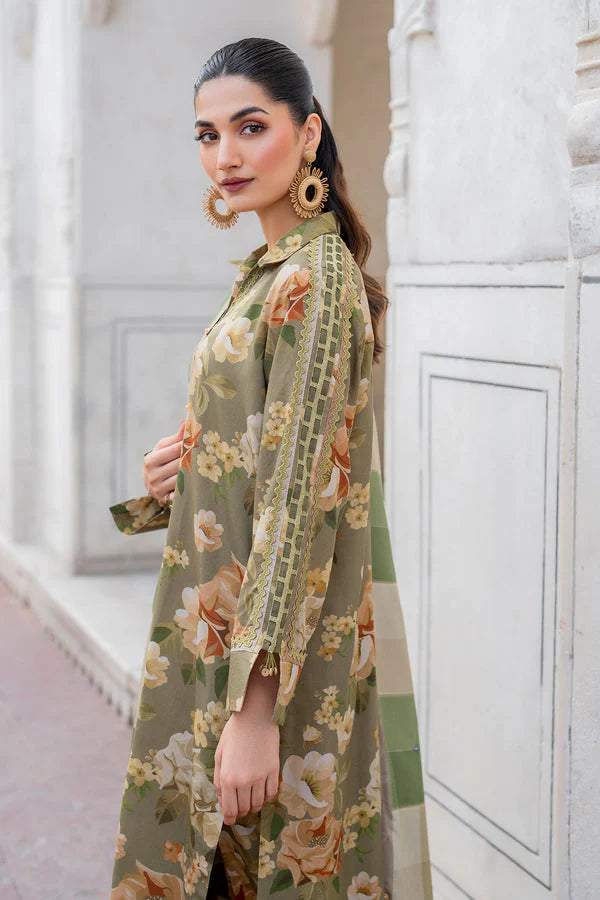 BAROUQUE- 3PC KARANDI PRINTED SHIRT WITH KARANDI PRINTED DUAPTTA AND TROUSER -ADR-1053