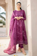 ASIM JOFA-3PC DHANAK EMBROIDERED SHIRT WITH ORGANZA HEAVY EMBROIDERED DUPATTA-ADR-4025
