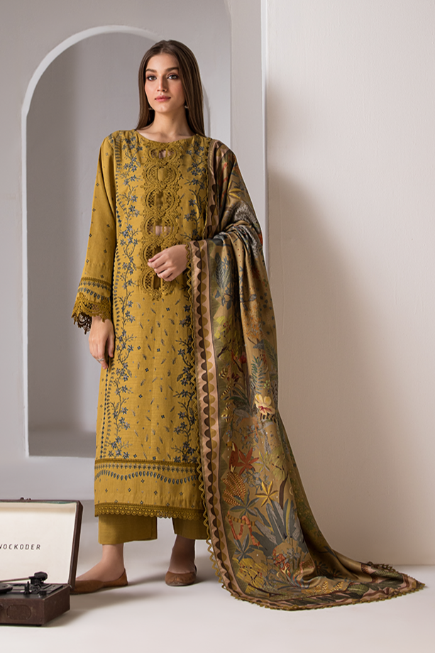 SOBIA NAZIR- 3PC LAWN EMBROIDERED SHIRT WITH MONARK PRINT DUPATTA AND TROUSER-ADR-3570