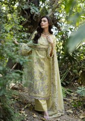 ELAF-3PC LAWN EMBROIDERED SHIRT WITH SILK PRINTED EMB DUPATTA AND TROUSER-ADR-4912