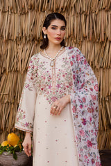 BATIK-3PC DHANAK EMBROIDERED SHIRT WITH WOOL PRINTED SHAWL AND EMB TROUSER -ADR-5040