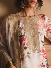 ZAINAB CHOTANI-3PC SHAMOZE SILK PRINTED EMBROIDERED SHIRT WITH SOFT SILK PRINTED EMB DUPATTA & EMB TROUSER-ADR-1721