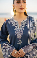 SERAN-3PC LAWN EMBROIDERED SHIRT WITH CHIFFON PRINT DUPATTA AND EMB TROUSER-ADR-4845