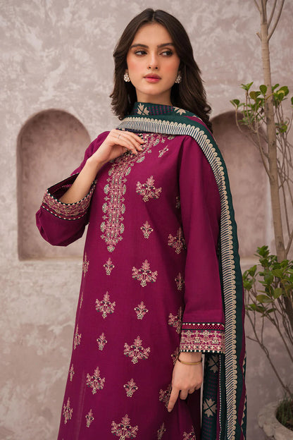 JAZMIN 3PC LAWN EMBROIDERED SHIRT WITH MONARK PRINT DUAPATTA-ADR- 3505