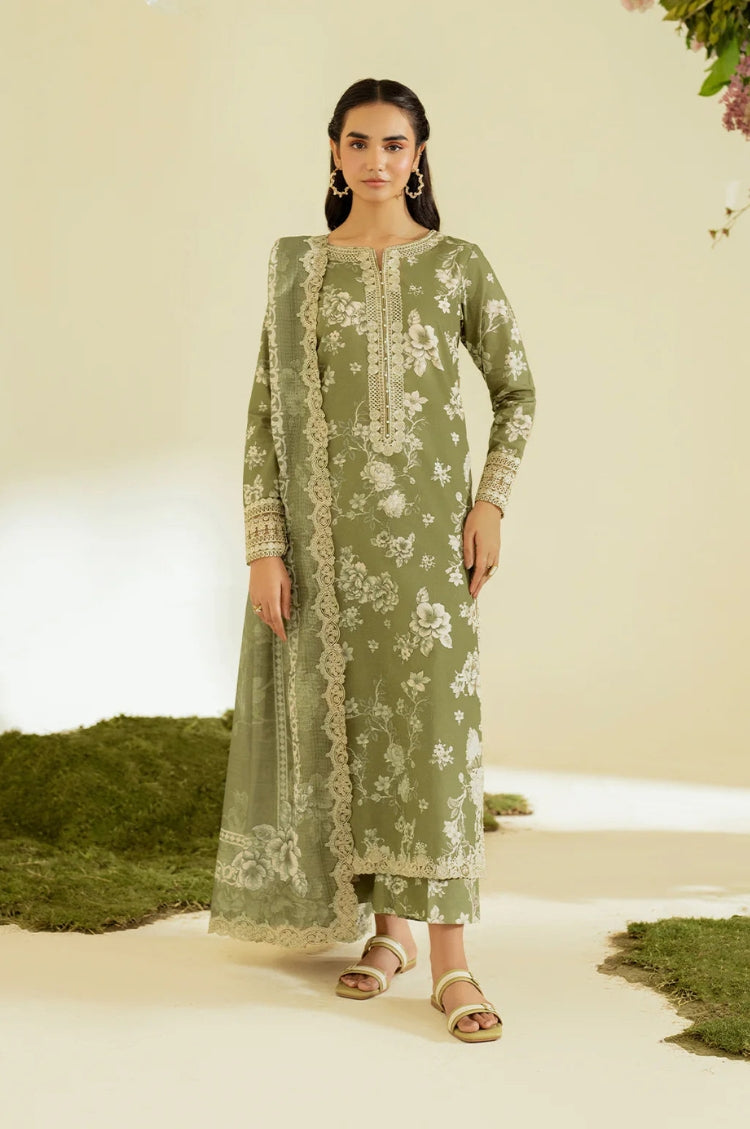 IZNIK-3PC LAWN DIGITAL PRINTED EMB SHIRT WITH SILK PRINTED EMB DUPATTA AND PRINTED TROUSER-ADR-001