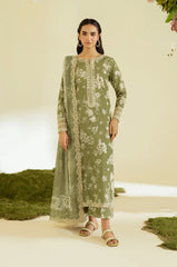 IZNIK-3PC LAWN DIGITAL PRINTED EMB SHIRT WITH SILK PRINTED EMB DUPATTA AND PRINTED TROUSER-ADR-001