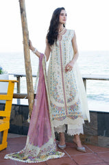 MUSHQ-3PC LAWN HEAVY EMBROIDERED SHIRT WITH CHIFFON PRINTED DUPATTA AND TROUSER-ADR-4862