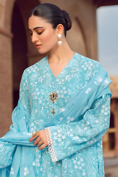 MARIA.B-3PC DHANAK EMBROIDERED SHIRT WITH CHIFFON EMBROIDERED DUPATTA AND TROUSER-ADR-4029