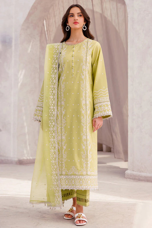 SAPPHIRE-3PC LAWN EMBROIDERED SHIRT WITH ORGANZA EMBROIDERED DUPATTA AND LAWN TROUSER-ADR-3697