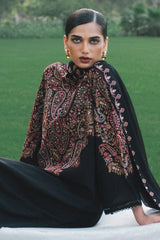 ZARA SHAHJAHAN-3PC DHANAK EMBROIDERED SHIRT WITH DHANAK EMBROIDERED SHAWL AND TROUSER-ADR-5289