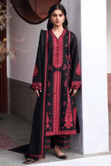 REPUBLIC WOMENSWEAR-3PC DHANAK EMBROIDERED SHIRT WITH DHANAK EMBROIDERED SHAWL AND EMB TROUSER-ADR-5233