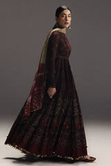 ZARA SHAH JAHAN-3PC DIGITAL PRINTED FROCK WITH SILK PRINTED DUPATTA & DYED TROUSER-ADR-