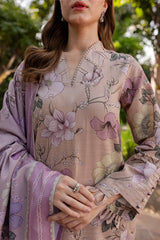 BAROQUE-3PC KHADDAR PRINTED SHIRT WITH KHADDAR PRINTED DUPATTA AND PRINT TROUSER-ADR-2644