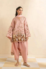 SAPPHIRE-3PC DHANAK EMBROIDERED SHIRT WITH DHANAK EMBROIDERED SHAWL AND TROUSER-ADR-5298