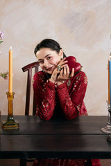 MARYAM HUSSAIN-3PC LAWN HEAVY EMBROIDERED SHIRT WITH KHADDI NET EMB DUPATTA AND TROUSER-ADR-4898