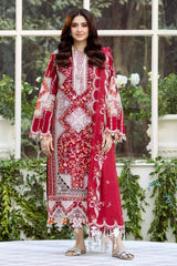 BIN ILYAS-3PC LAWN HEAVY EMBROIDERED SHIRT WITH KHADDI NET EMBROIDERED DUPATTA & LAWN TOUSER-ADR-4724