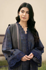 BAROQUE-3PC KHADDAR PRINTED SHIRT WITH KHADDAR PRINT DUPATTA AND PRINT TROUSER-ADR-2631