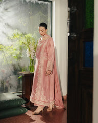 ZIVA-3PC RAW SILK EMBROIDERED SHIRT WITH SILK EMBROIDERED DUPATTA AND EMB TROUSER-ADR-5141