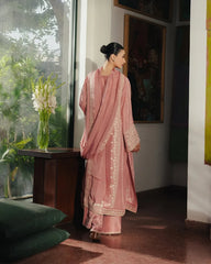 ZIVA-3PC RAW SILK EMBROIDERED SHIRT WITH SILK EMBROIDERED DUPATTA AND EMB TROUSER-ADR-5141