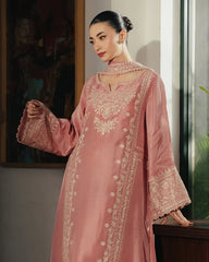 ZIVA-3PC RAW SILK EMBROIDERED SHIRT WITH SILK EMBROIDERED DUPATTA AND EMB TROUSER-ADR-5141