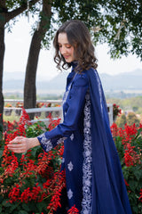 GARNET-3PC LAWN EMBROIDERED SHIRT WITH KHADDI NET EMB DUPATTA AND TROUSER-ADR-4844
