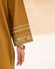 URGE-3PC DHANAK EMBROIDERED SHIRT WITH WOOL PRINT SHAWL AND EMB TROUSER-ADR-5070