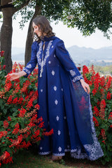GARNET-3PC LAWN EMBROIDERED SHIRT WITH KHADDI NET EMB DUPATTA AND TROUSER-ADR-4844