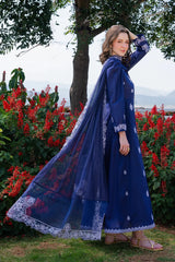 GARNET-3PC LAWN EMBROIDERED SHIRT WITH KHADDI NET EMB DUPATTA AND TROUSER-ADR-4844
