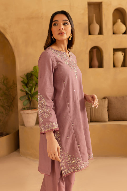 BATIK-2PC SEQUIN DHANAK EMBROIDERED SHIRT WITH SEQUIN DHANAK EMBROIDERED TROUSER-ADR-3470