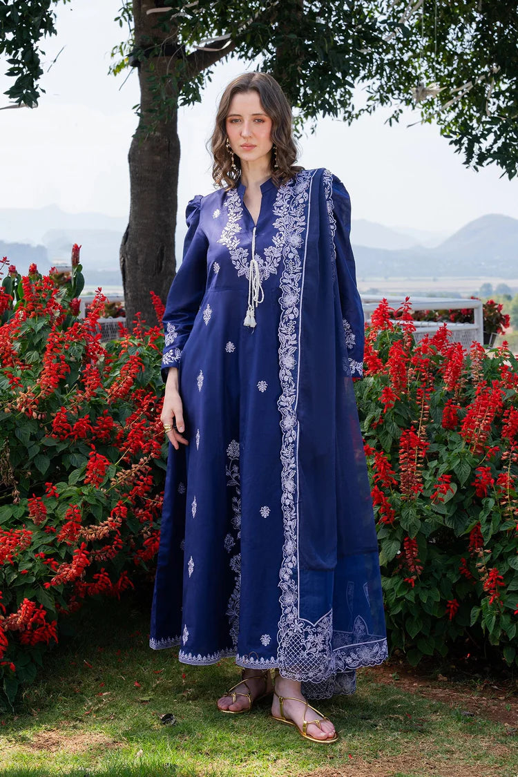 GARNET-3PC LAWN EMBROIDERED SHIRT WITH KHADDI NET EMB DUPATTA AND TROUSER-ADR-4844