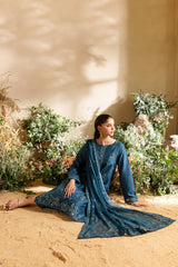 BATIK-3PC DHANAK EMBROIDERED SHIRT WITH CHIFFON EMBROIDERED DUPATTA AND TROUSER-ADR-4195