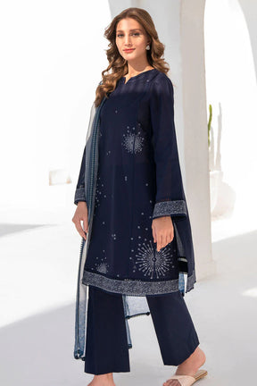 JAZMIN- 3PC DHANAK HEAVY EMBROIDERED SHIRT WITH WOOL PRINT SHAWL-ADR-3219