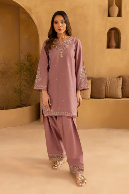 BATIK-2PC SEQUIN DHANAK EMBROIDERED SHIRT WITH SEQUIN DHANAK EMBROIDERED TROUSER-ADR-3470