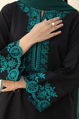 FEROZAE-2PC DHANAK EMBROIDERED SHIRT WITH DHANAK EMB TROUSER-ADR-3387 B